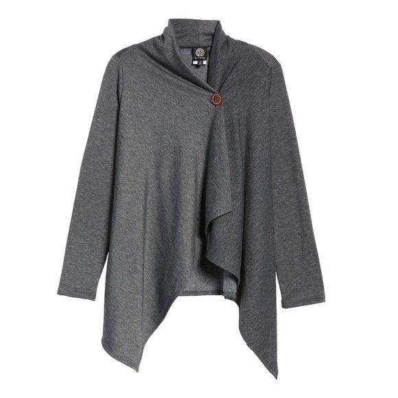 Nordstrom Sweaters - Bobeau One-Button Fleece Wrap Cardigan
